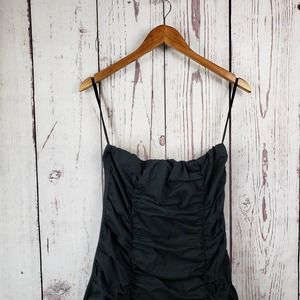 Canal Ruched Sundress Womens Size Large Pullover Spraghetti Straps Stretch Black